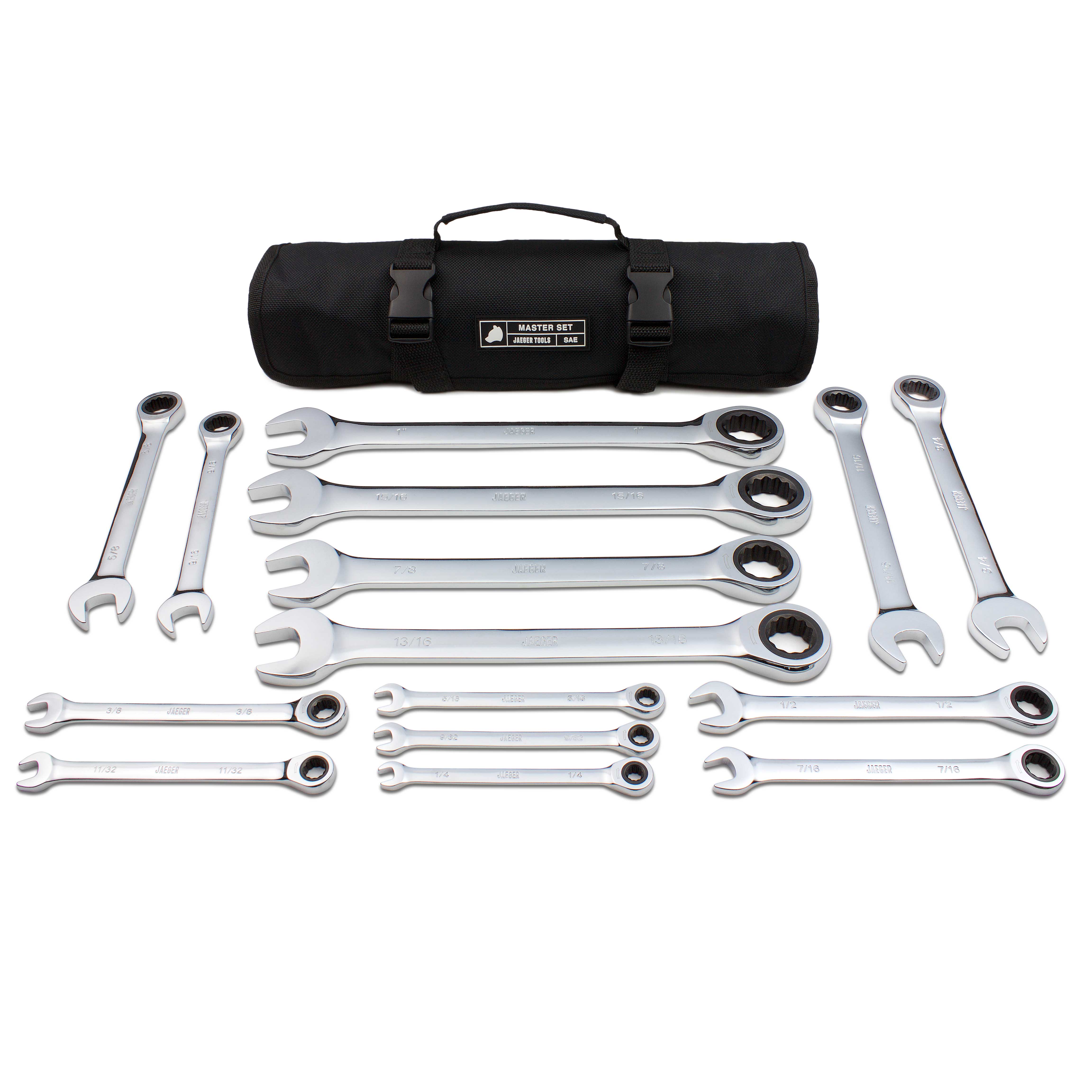15pc TIGHTSPOT Ratcheting Wrench MASTER SET, Inch Jaeger Tools
